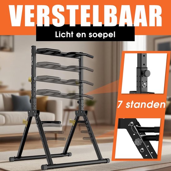 DH FitLife Opvouwbare Power Tower Dip Station | Vrijstaande optrekstang tot 150 kg met dipbars en haltersteunen | Krachtstation Krachttoren | Fitnessstation