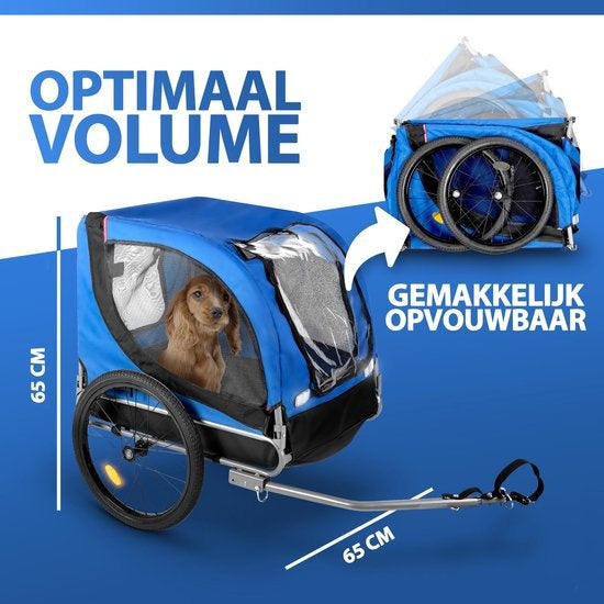 Bicycle Gear Hondenfietskar - <40 kg - Opvouwbaar - incl Regenhoes - Blauw - 75x52x65cm