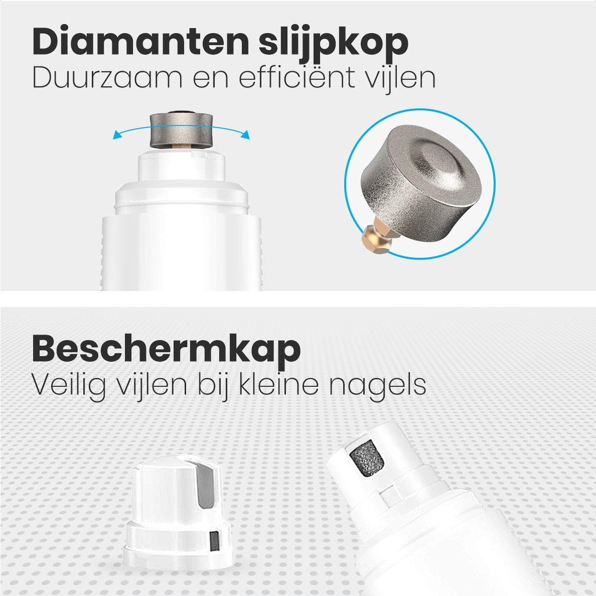 Auronic Elektrische Nagelvijl - voor Dieren - Oplaadbaar - Draadloos - Diamant Vijlkop - Hond/Katten - Wit