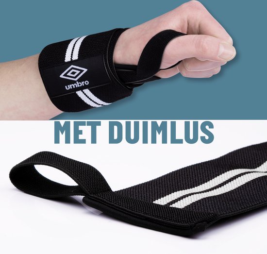 Umbro Polsbandjes - 2 Stuks - Polsbeschermers - Krachttraining en Fitness - Wit/Zwart