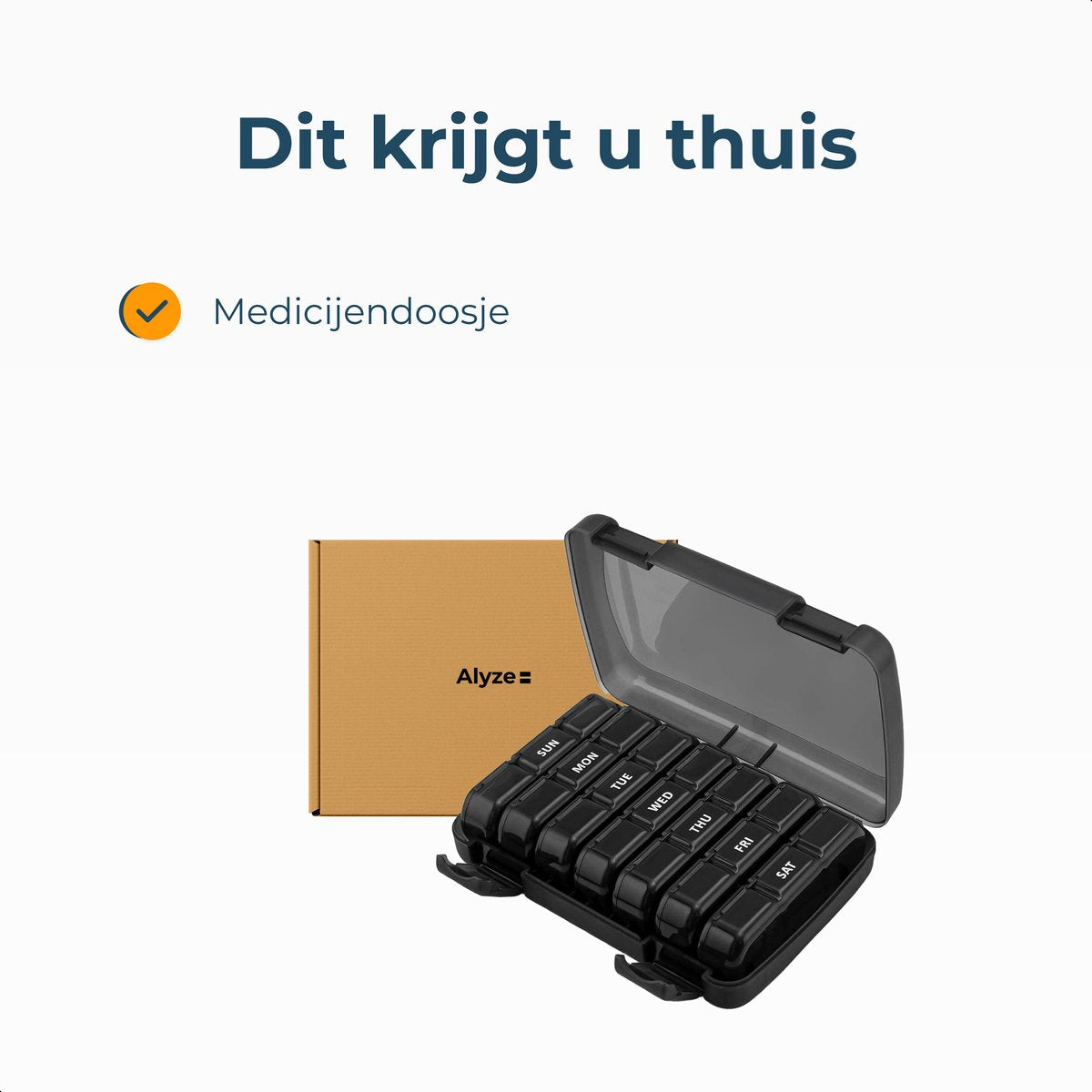 Alyze Medicijndoos 7 Dagen Zwart 15.6 x 12 x 4.2 cm – Pillendoos BPA-vrij met 3 Vakken per Dag – Compact en Duurzaam Medicatiebox