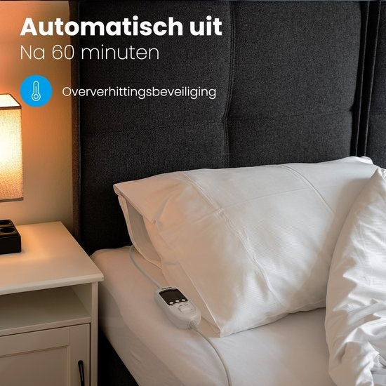 Auronic Elektrische Onderdeken - 1 Persoons - Instelbare Voetzone - 70x150cm - met Hoekelastieken - Wit