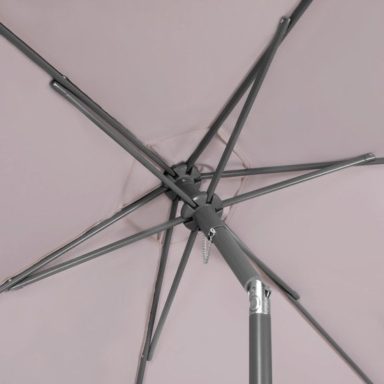 VONROC Premium Stokparasol Torbole Ø200cm - Incl. beschermhoes – Ronde parasol – UV werend doek - Beige