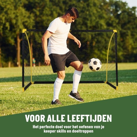 Umbro Voetbaldoel - Voetbal Goal 180 x 91 x 120 cm - Voetbalgoal Groot - Buitenspeelgoed voor Kinderen en Volwassenen - Opvouwbaar en Snelle Montage - Voetbal Training Doel - Zwart/ Geel