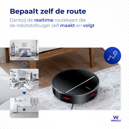Wadu Robotstofzuiger met dweilfunctie - Met laadstation- Geschikt voor huisdieren haren - Dweilrobot - Met app