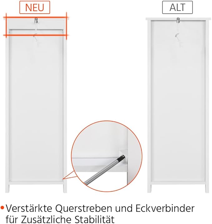 Yaheetech Badkamerkast 30 x 30 x 82 cm - Wit - Staande Opbergkast met 4 Laden
