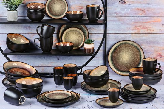 Volledige servies IRIS - 48 stuks - Wildbruin