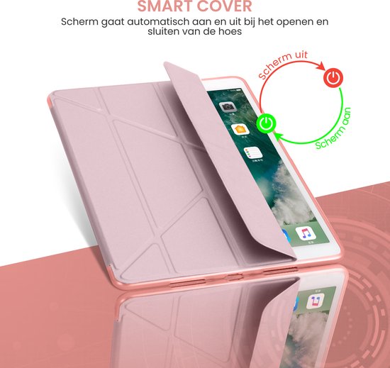 Tablet Hoes geschikt voor iPad Hoes 2021 - 9e generatie - 10.2 inch - Smart Cover - Goud Roze
