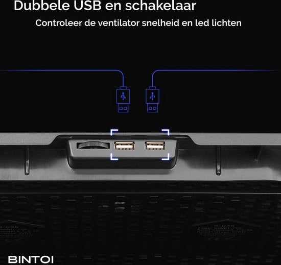 Bintoi® LSE100 – Laptop Standaard Verstelbaar – Tablet Houder – Laptopstandaard Laptoptafel – Laptop Cooler Stand – Laptophouder Laptop Koeler Verhoger – Cooling Pad – 6 Ventilatoren – Cadeau Tip