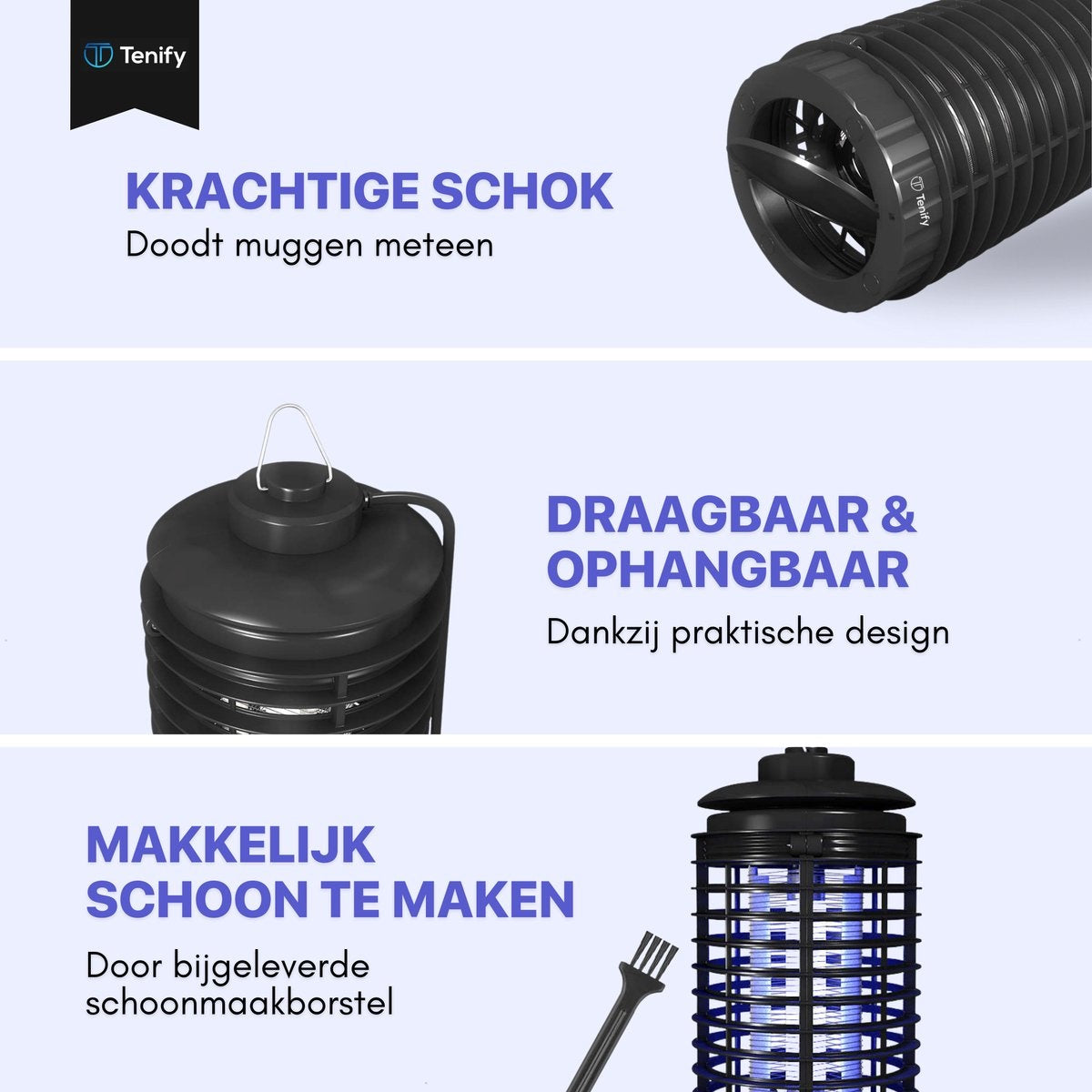 Tenify Muggenlamp - Ophangbaar - Elektrische - Binnen & Buiten - Muggenvanger - Insectenlamp - Muggenlamp UV - Anti Muggen Lamp - Muggenstekker - Vliegenlamp - Vliegenvanger