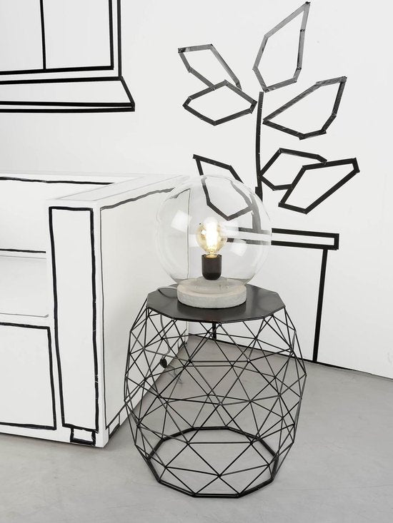 Tafellamp glas/cement Warsaw dia.32cm transparant/grijs
