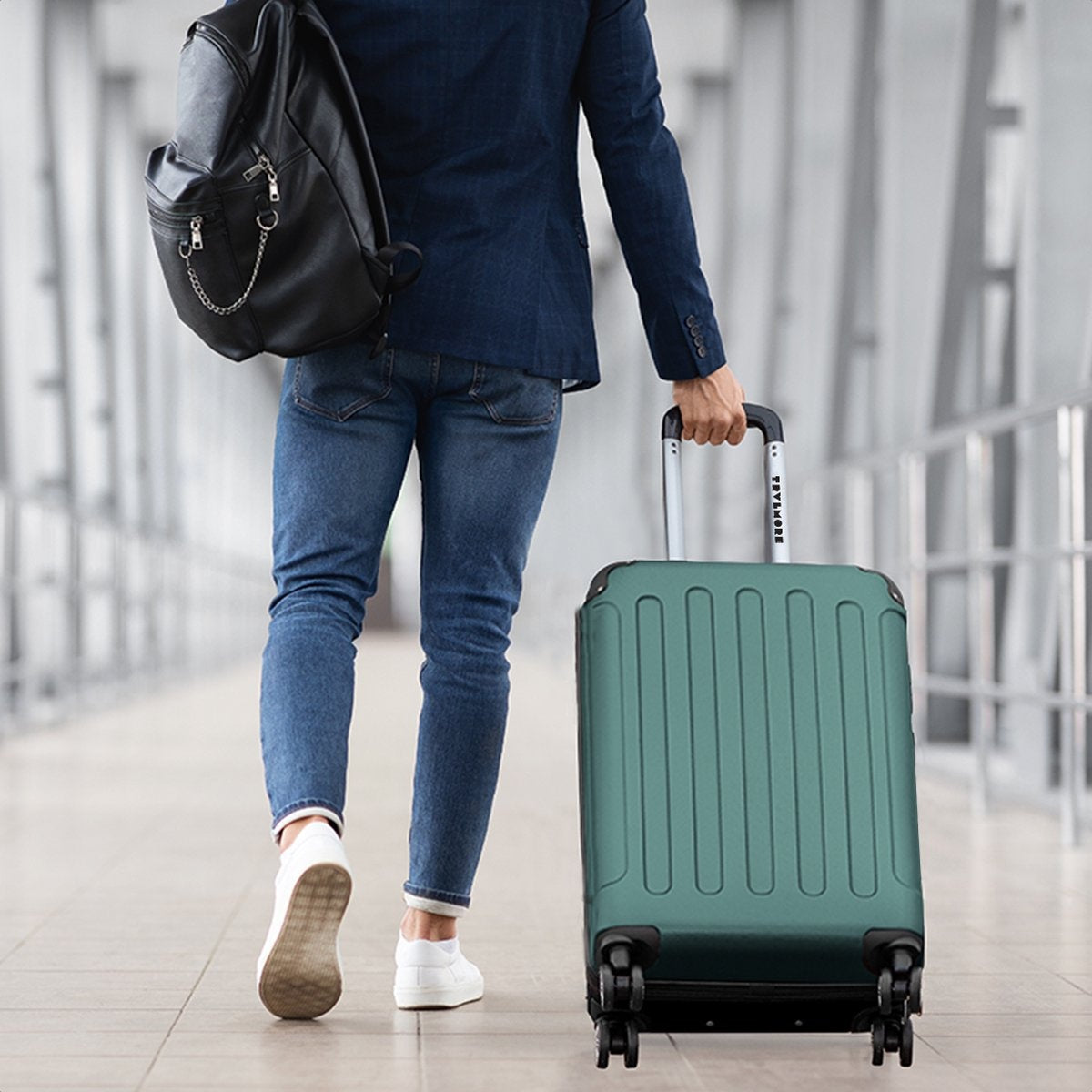 TRVLMORE Handbagage Koffer met Wielen - 54x36x20cm - 38L - Donkergroen