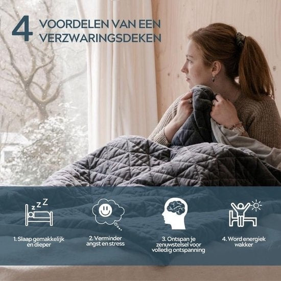 Calmzy Verzwaringsdeken - 9 kg Gewicht - 150 x 200 cm - 1 Persoons - Donkergrijs