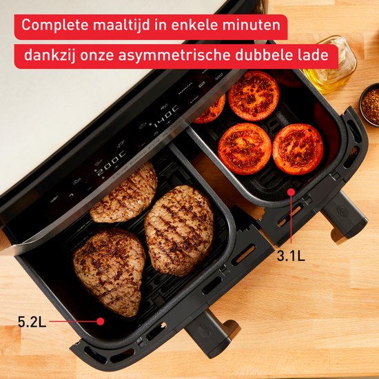 Tefal Dual Easy Fry & Grill EY905D - Heteluchtfriteuse XXL - RVS - 2700W - 8,3L