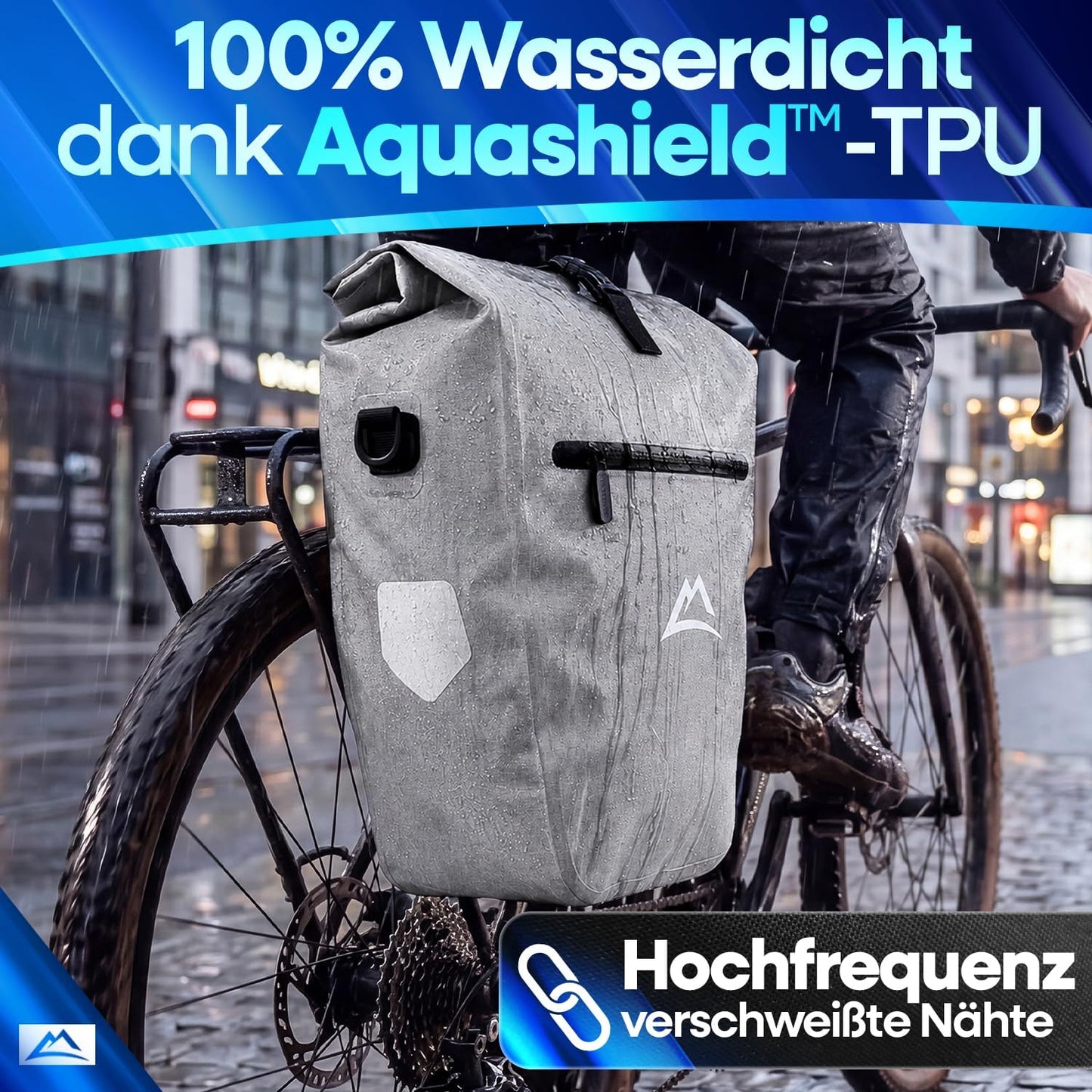 Nextcover Fietstas 28L - TPU - Rolsluiting/Gesp - Bagagedrager - Grijs