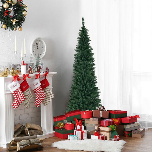Coast Slim Kunstkerstboom Groen – 76 x 213 cm – Pencil Design met 700 Takpunten en Metalen Standaard