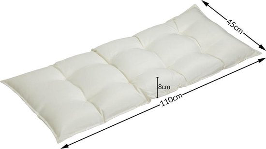 Bankkussen 110x45x8cm Viscose Binnen Buitenkussen Tuinkussen Zitkussen Crème
