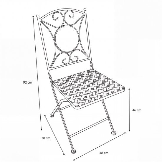 AXI Camilla Bistro Stoelen – Inklapbaar – Yellow Breeze – Metalen inklapbare tuinstoelen – Hoge rugleuning – Set van 2 stuks – Mozaïeklook – Ingelegd met keramische tegels – 150 kg draagkracht – Tuin, terras of balkon