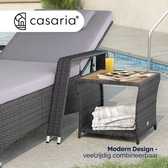 Casaria Bijzettafel - Polyrattan Vierkant 45x45x40cm - Grijs