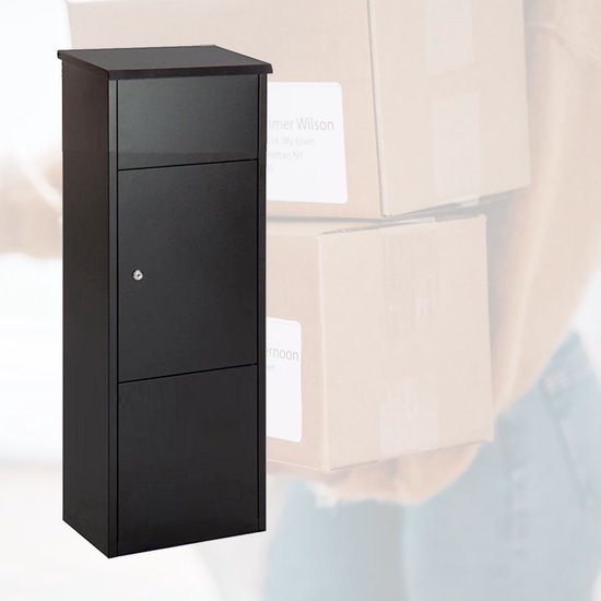 BRASQ Pakketbrievenbus Zwart PB400 - Staande Brievenbus Staal - Pakketbrievenbussen - Pakketbox 105x38x24 cm