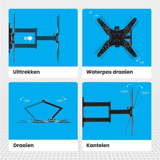 Auronic TV Beugel – Draaibaar & Kantelbaar, VESA 400x400 – Tot 40 kg – 50 x 29 x 43 cm – Zwart