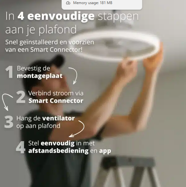 FlinQ AeroGlow - Smart Plafondventilator - Verlichting - Wit