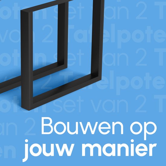 Bodo® - Stalen Onderstel Tafel - Tafelpoten - Set van 2 - U poot 80x72 cm - Mat Zwart