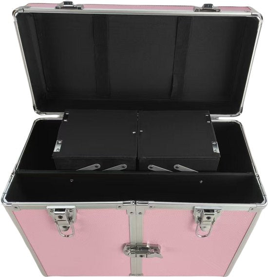 VDD - Kapperskoffer - kappers trolley – Kappers Koffer – Kapperstrolley – Kapperstas - Schmink visagie koffer trolley – Verrijdbaar – Draagbaar - Roze