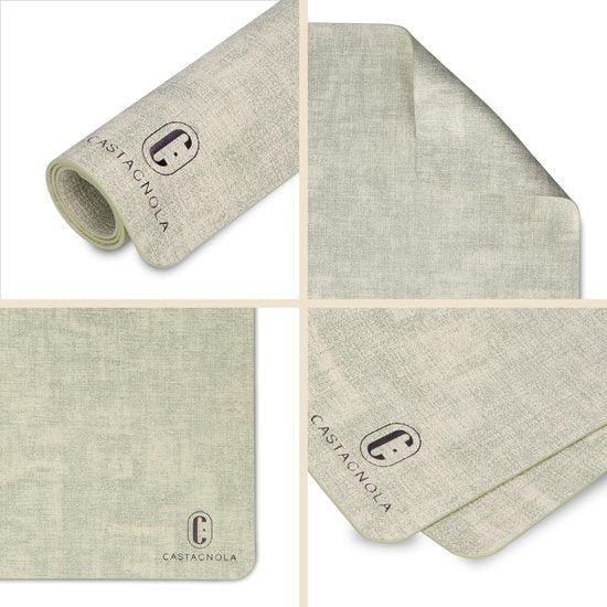 Castagnola Lederlook Placemats - Antislip Placemat van Kunstleer - Waterafstotende Onderlegger - Onderzetter - Placemats kunststof - 6 Stuks - 45 x 30 cm - Gemêleerd groen