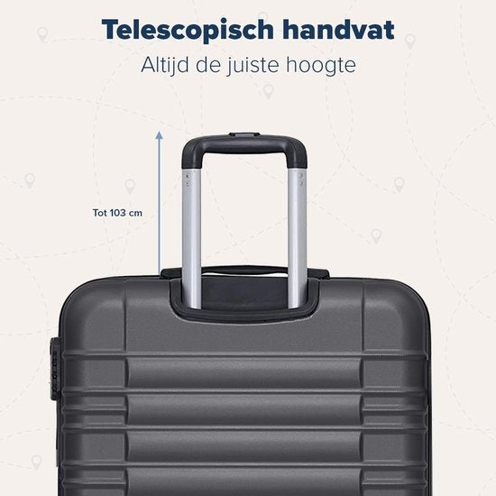 TRVLMORE Kofferset - 2 Delig - 38L Handbagage + 110L Ruimbagage - Donkergrijs