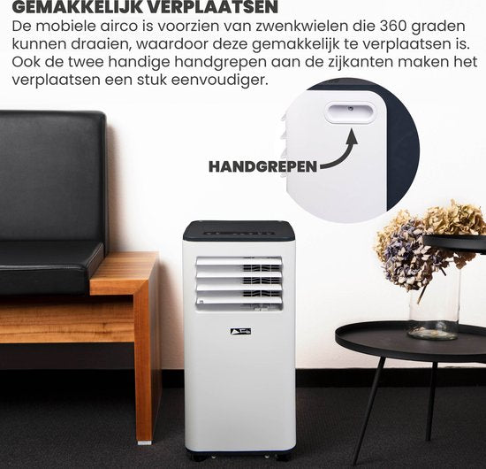 TechnoLife TL-7002 Mobiele Airco - Airconditioning - 7000 BTU - Wit/Zwart