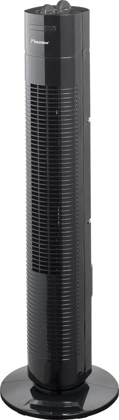 Bestron Torenventilator, Ventilator met 3 snelheidsstanden & 75° graden draaifunctie, incl. Timer, hoogte: 78 cm, 35W, AFT760Z, kleur: zwart