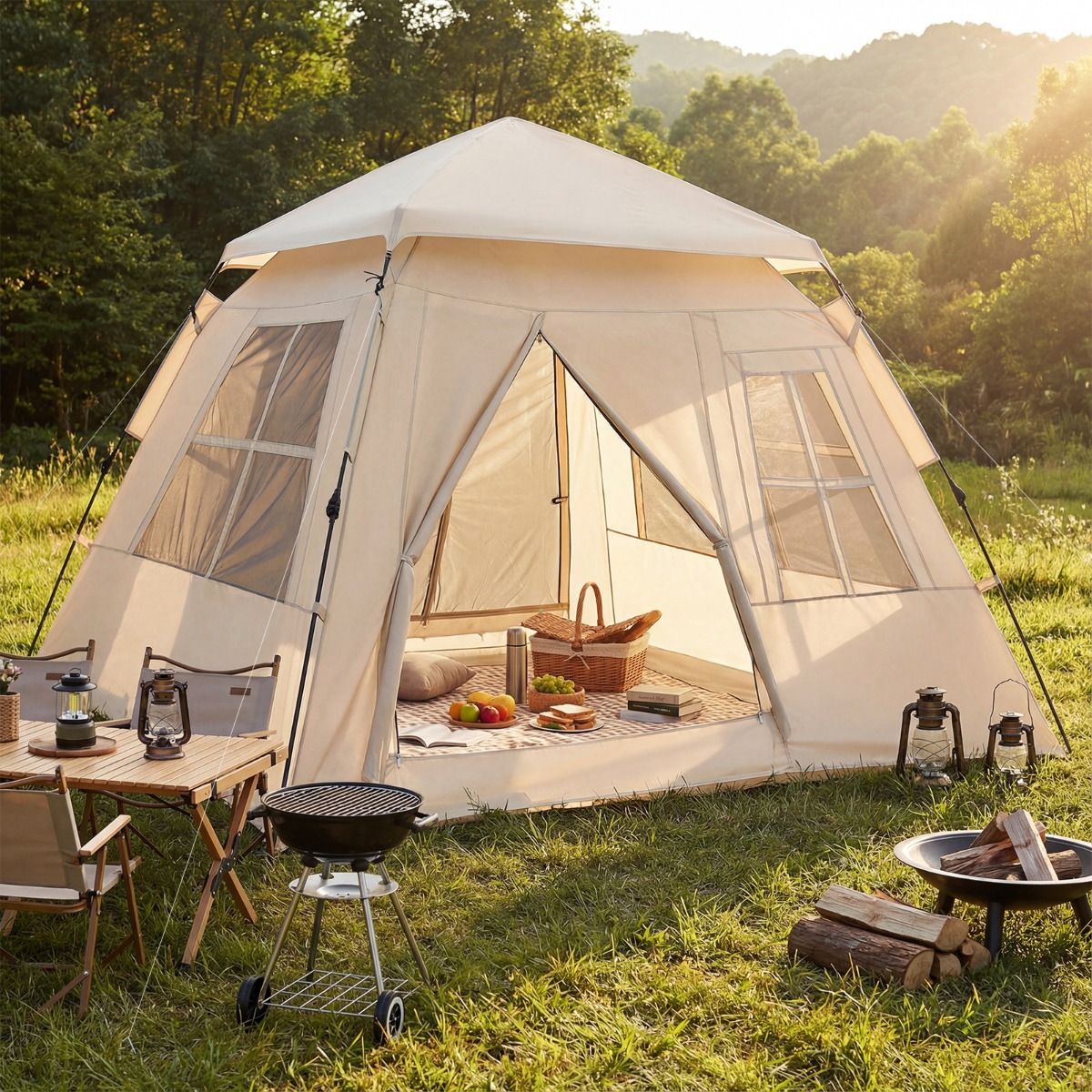 Coast Pop-up familietent - snel opzetbaar - 4 personen - beige