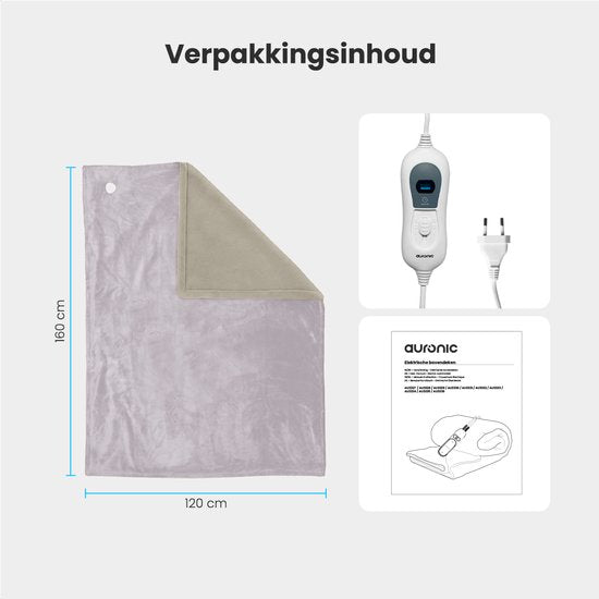 Auronic elektrische warmtedeken 1 persoons – 160 x 120 cm – 3 warmtestanden – timer 180 min – roze