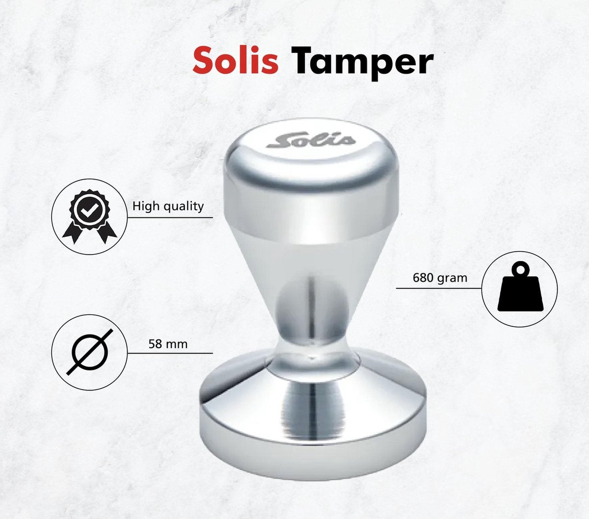 Solis Tamper 58 mm - Geschikt voor 58 mm portafilters