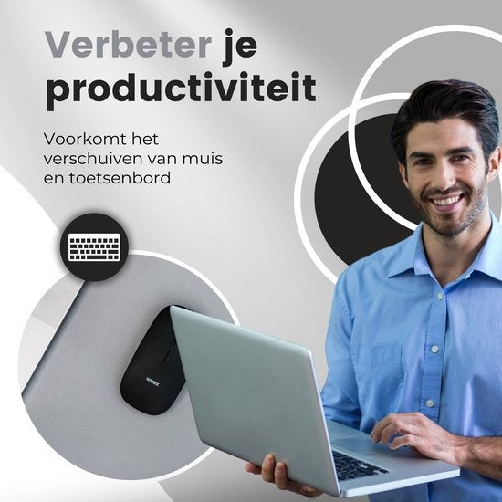 WURK Professionele Bureau Onderlegger Kunstleer - Bureau Organizer - Inclusief Kabel Clip - Grijs - 120x60