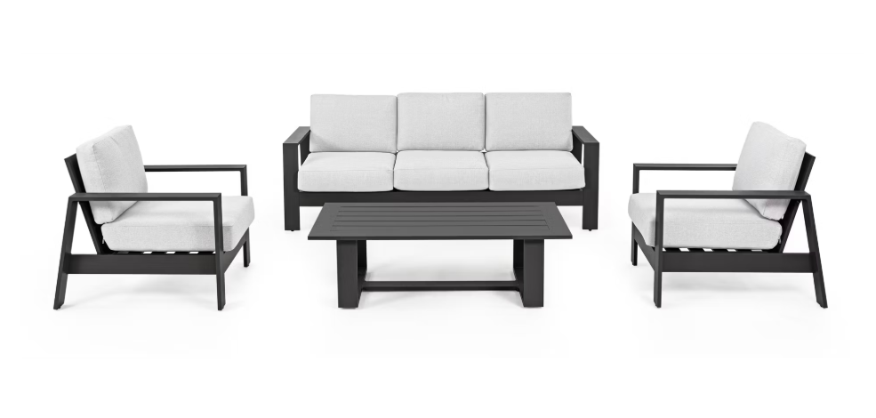 Bizzotto Baltic Loungeset 4-delig – Aluminium & Olefin – Antraciet – Bank 206x85,5x83 cm