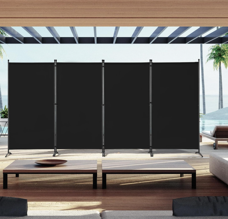 Angel Living Kamerscherm met Wielen 4-Panelen - Zwart - 324 x 180 cm - Opvouwbaar