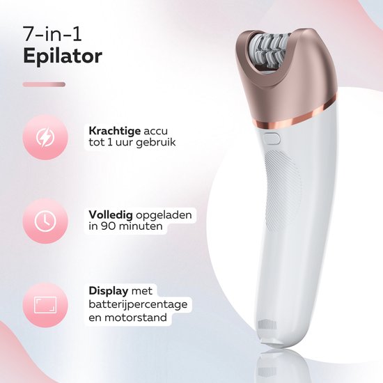 Beeperfect® 7 in 1 Epilator Voor Vrouwen - Scheerapparaat Vrouw - Bikinitrimmer - Oplaadbaar - Waterdicht - 7 Opzetstukken