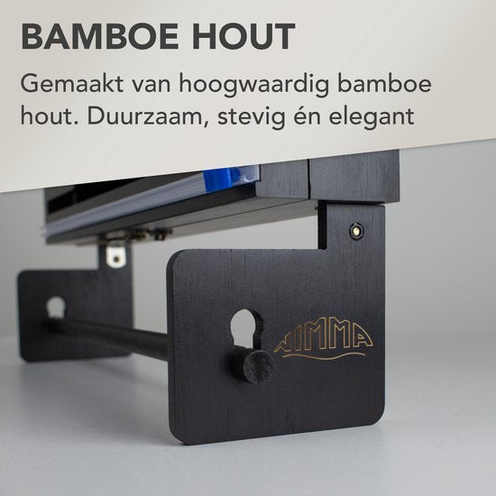 Nimma Rollenhouder - Keukenrolhouder en Foliehouder in 1 - Incl. Ophangsysteem en Foliesnijder - Geschikt voor 3 Rollen Folie - Bamboe - Zwart