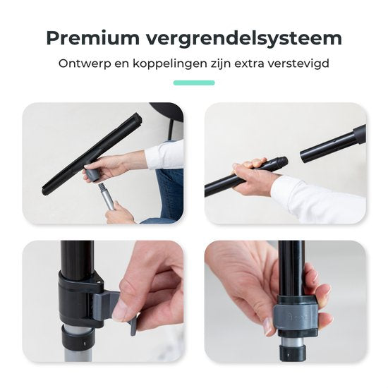 CLEANLY Vloertrekker met Steel Telescopisch 114-142 cm - Vloerwisser Badkamer - Watertrekker - Douchewisser - Dubbel EVA Foam - Breedte 43,5 cm - Zwart, Grijs