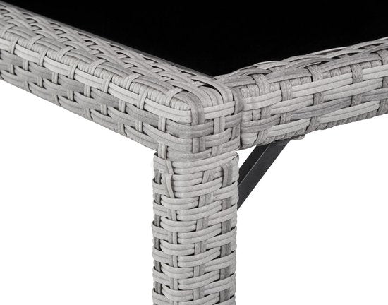 tectake - Wicker zitgroep 8 stoelen en 1 tafel - incl. beschermhoes - grijs - 403710
