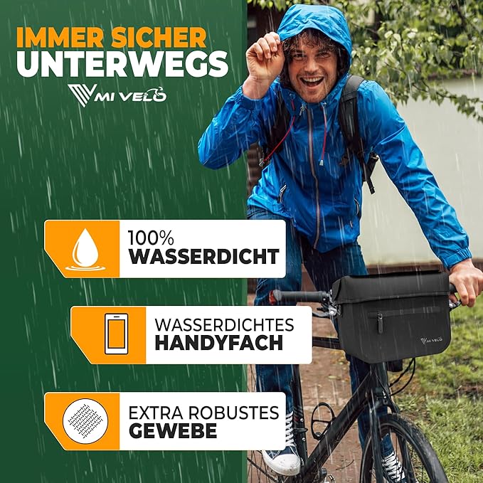 MIVELO – Stuurtas – 100% Waterdicht & Met Telefoonvak – 7 liter – 26 x 21 x 14cm - Zwart