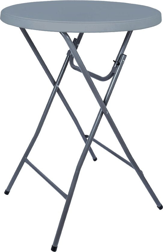 BRASQ Statafel Grijs ø80 x 110 cm - Bartafel - Vouwtafel - Inklapbaar van kunststof en metaal voor binnen en buiten