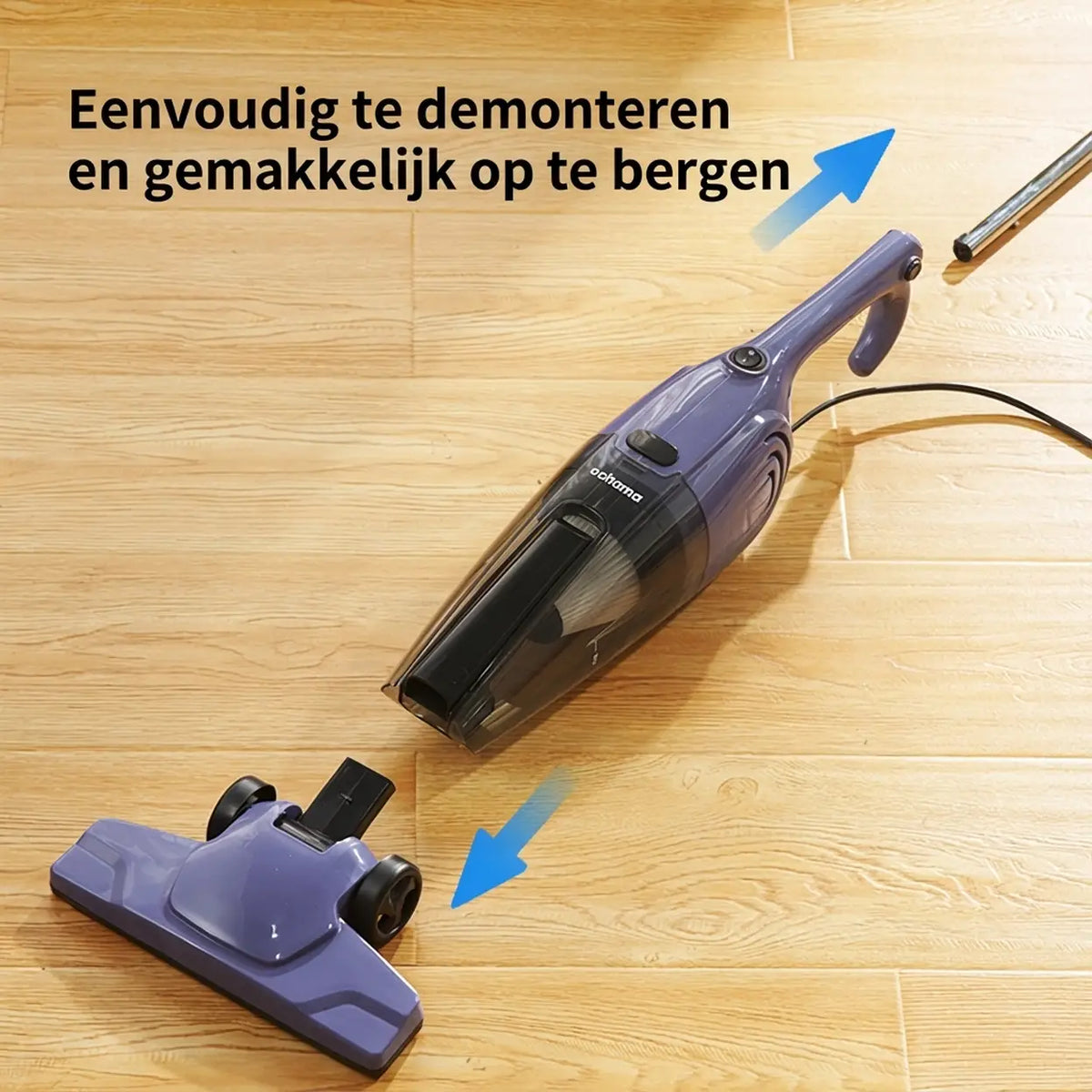 Ochama 2-in-1 stofzuiger met snoer (hand- en steelstofzuiger) 0,5 l – Lichtgewicht, 500 W hoog zuigvermogen, slank ontwerp, transparant stofreservoir, eenvoudig te monteren/demonteren – Ideaal voor huishoudens met huisdieren