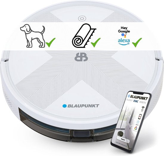 Blaupunkt Robotstofzuiger Bluebot XVAC – Met Laadstation - Slimme Navigatie - Dweilfunctie Mogelijk - Wit