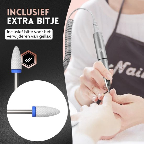 Beeperfect® Elektrische Nagelvijl Desktop Edition - Nagelfrees - Manicure en Pedicure set - 40.000RPM - Draadloos & Oplaadbaar - 11 Bitjes 3 Accessoires & 56 Schuurrolletjes - Rose Goud