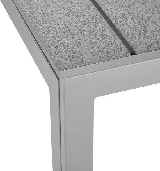 tectake® - Tuintafel 150 x 90 x 74,5 cm - Weerbestendig, eenvoudige montage - Verstelbare pootjes - Aluminium frame met kunststof tafelblad - zilvergrijs