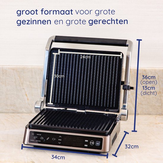 Safecourt Kitchen Contactgrill – Paninigrill en Tosti ijzer – Uitneembare PFAS-vrije platen & vaatwasserbestendig – Groot grilloppervlak – snel warm (2200W) – Tosti-apparaat