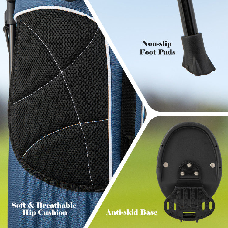 Coast Golf Stand Cart Bag – 4-weg verdeler – Lichtgewicht met 4 opbergvakken – Inclusief regenhoes – Handvatten en dubbele schouderriem – Afmetingen: 36 x 32 x 112 cm – Kleur: Zwart